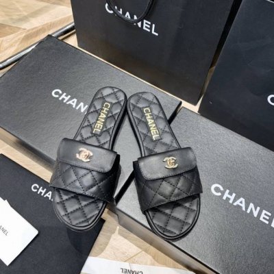 批发直销 女鞋 女装 Chane*小香菱格拖鞋我家大货细节实拍 材料 鞋面小羊皮，内里垫脚羊皮，真皮大底，标准码35-39 40定做