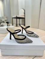 出厂价： Dior 迪奥 2025春夏走秀新款bling...bling...水晶鞋 Capture系列高跟女鞋 明星同款水钻方头藤格纹图案猫跟拖凉鞋 市面顶级