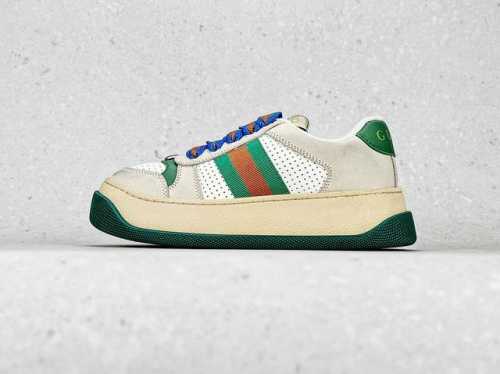 橙子出厂价 Gucci 古驰最新爆款 厚底运动鞋 休闲板鞋 复古小脏鞋 Gg提花布 低帮复古松糕百搭做旧休闲脏脏胖丁厚底板鞋 全套专柜抹茶色配件及包装物 附送官