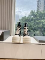 G0135代购级别Rick Owens 瑞克 欧文斯24秋冬情侣系列Edfu全粒面小牛皮复古运动鞋高帮休闲鞋细带 面料：原版牛皮 内里：羊皮 尺码：35~43女