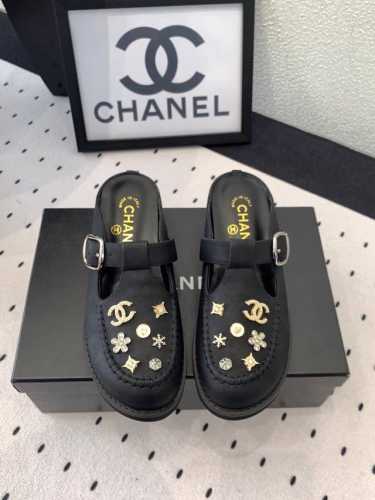 Chanel新款早春半拖鞋 高版本出货 各发平台走秀款 上脚舒服特显大长腿 进口牛皮磨砂鞋面 羊皮垫脚 橡胶发泡大底 Size: 35-39 40 41订做