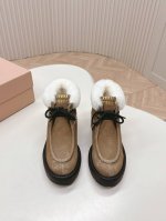 出绒面 皮面 Miumiu 新厚底羊毛高帮鞋乐福鞋 擦色 复古风 超级耐看 耐穿 瘦腿神器 简约大气 矮子乐 经典三角扣加齿牙厚底 经典时尚不过时，5.5Cm