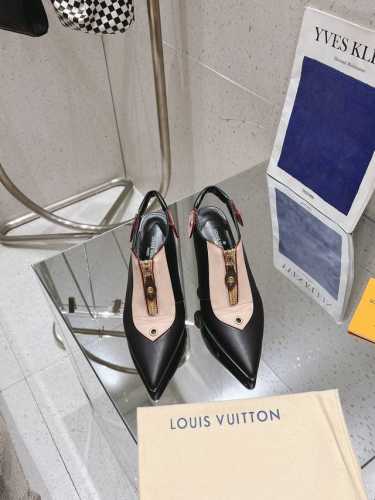 p480 louis Vuitto L驴家 2024年新款 复古拼色尖头拉链高跟鞋 后空高跟凉鞋 跟高:8Cm 正码:35-39订做34.40.41.42