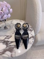 真丝 皮面 SAINT LAUREN* YSL 杨树林新款高跟后空凉鞋 全新升级中跟版本 更稳更好穿 小姐姐的美丽尤物高跟鞋 优雅迷人性感 女人味十足 鞋面牛皮