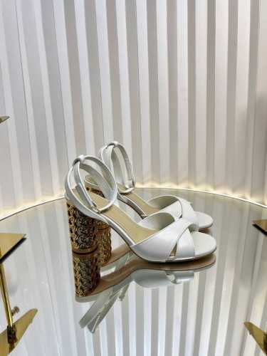 Dior 迪奥2024秋冬新款Icon系列圆柱跟脚环绑带女鞋 CD明星同款高跟圆头交叉带拼色凉鞋材质：鞋面进口全粒面小牛皮+水染羊皮内里垫脚+意大利真皮大底跟高