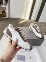 工厂价 女装女鞋 运动原单 BC礼物早春新品]Brunello Cucinelli 女士小牛皮拼接休闲运动鞋 舒适百搭 装饰镶珠运动鞋 鞋面：一比一复刻高丝光、