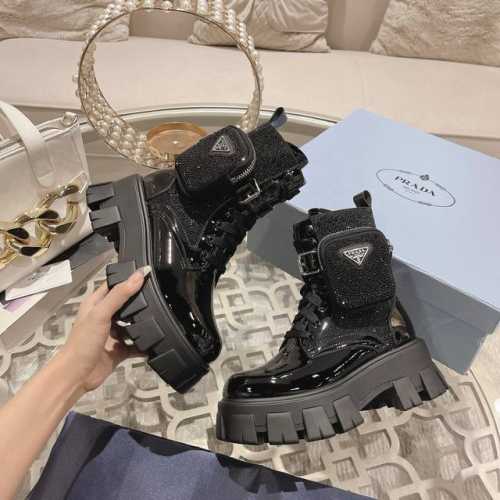 Prada 冬季烫钻顶级版 面料： 进口开边珠 内里，羊皮 大底：Tpu组合原版大底 码数：35至41