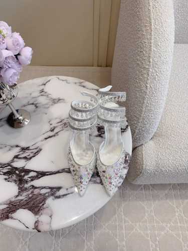 出厂价 Ren* Caovill*重工水晶宝石系列 Bling Bling精致逼人 堪称工艺品 面料进口高密度网纱 手工缝制水钻 垫脚羊皮 意大利真皮大底 跟高