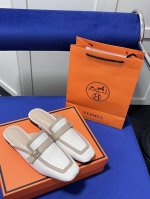 橙子出厂价 Hermes 爱马仕新款 包头半拖 穆勒鞋 方头平底拖鞋 码数：35-41