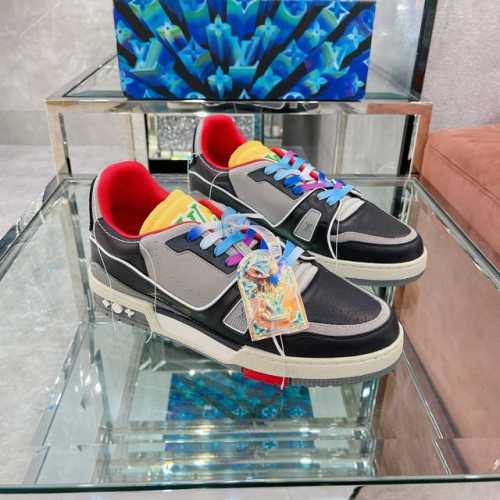 顶级版本 上线男款39-44 45.46 Virgil Abloh 向篮球鞋设计汲取灵感，推出标志性 LV Trainer 运动鞋，官网最新修改版本1A8Q99