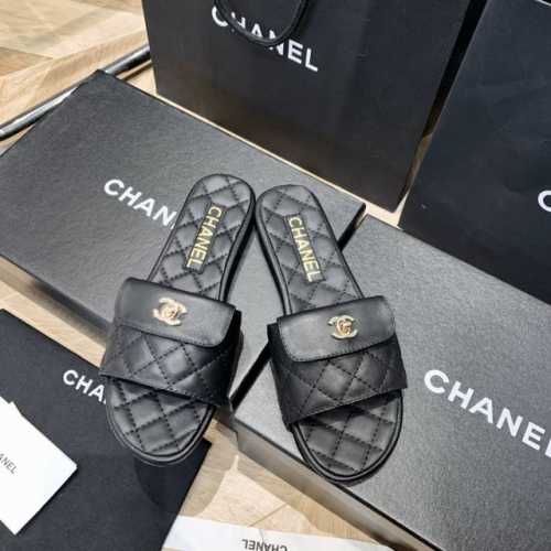 批发直销 女鞋 女装 Chane*小香菱格拖鞋我家大货细节实拍 材料 鞋面小羊皮，内里垫脚羊皮，真皮大底，标准码35-39 40定做