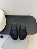 男款10 Rick Owens25Ss情侣款弧形勃肯半拖系列 Megalace Mule Granola 暗黑先锋五芒星疯狂系带款家族标识设计.牛皮四合扣後帶還