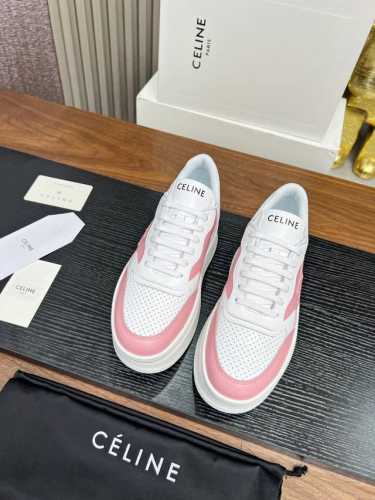 p350 Celine.2025年Celine赛琳 block Triomphe 运动鞋 block Triomphe牛皮革坡跟运动鞋厚底小白鞋 鞋后帮和侧面压