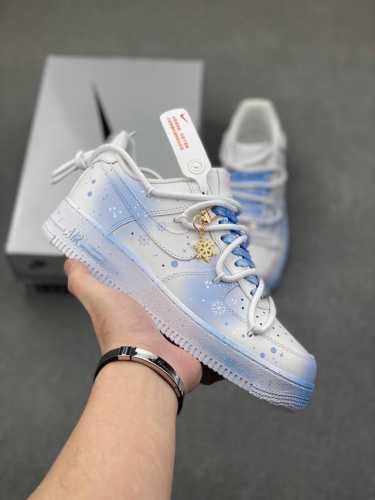 官方爆款定制 二次元主题 nike air force 1 low’07 雪花扎染 空军一号绑带低帮休闲板鞋 定制皮料 原厂3d打印 定制鞋盒 原楦原纸板 纯正