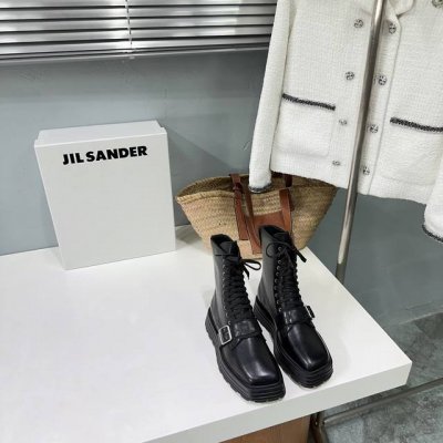 高品质出厂 ！小众潮牌jil Sander吉尔桑达 Ss秋冬一脚蹬松紧带松糕厚底短靴！ 切尔西中靴 中性风 简单帅气 且百搭单品 穿上炒鸡显腿又长直又瘦 斜方型