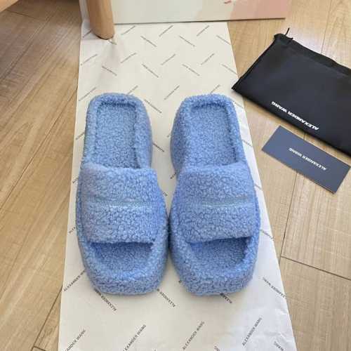 橙子出厂价 Alexander Wang 亚力山大王 秋冬新款 松糕厚底毛毛拖鞋 高跟凉拖鞋 底厚：9Cm 码数：34-41