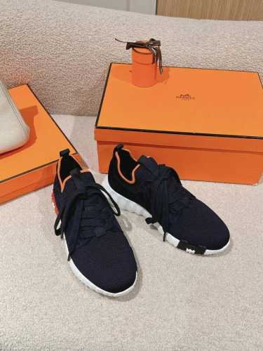 工厂价 爱马仕 Hermes 2024春夏经典情侣款 Flex 休闲系带运动鞋 H家编织bolduc细节厚底拼色一脚蹬毛线袜子跑鞋 材质：进口环保梭织羊毛面料