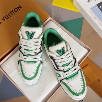 顶级版本：男款 Lv Tarine路易威登 驴牌 L家 情侣款 柳钉 休闲 运动鞋 滑板鞋 原版购入开发 做货 本款 Lv Trainer 运动鞋为粒面牛皮革渲