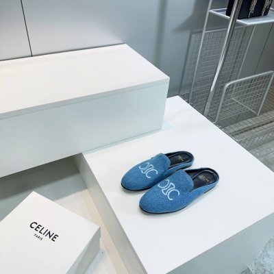 高品质出厂 ！顶级品质Celine赛琳25春夏麂皮电绣凯越门Logo复古中性包头平底半拖！巨修身脚型！ 春夏最新爆款 乐福鞋 上新这一季的赛琳真的是开了挂、太有