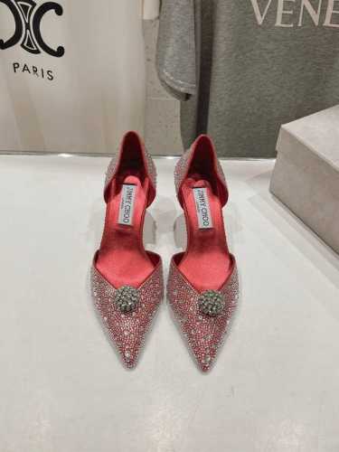 高版本出厂 Jimmy Choo*｜Jc 吉米周2024Ss夏季新款简约小猫跟尖头烫钻高跟鞋单鞋 原版套楦，完美的线条，简约大气上脚显气质 舒适百搭，还能拉长双