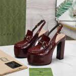 最高版本 GUCCI 2024春季款新防水台高跟罗马凉鞋 走鞋款秀 古驰 恨天高 内置水台 后空凉鞋 时尚的品牌LOGO持加，具有超辨高识度 各品大争牌恐先推后