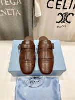 高版本出厂 半托Prada*普拉达2025Ss春夏专柜新品 布洛克复古流苏平底单鞋乐福鞋～帅气百搭，时尚感满满！上脚超级舒适，非常好驾驭一款鞋子 Hk原版购入，