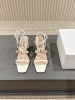 出厂 ， 迪奥 Dior 2024春夏新款高定系列 C’Est 粗跟方头女鞋 明星同款cd字母logo五金扣高跟交叉绑带凉鞋 原版开模五金扣 顶级高端版本 鞋面