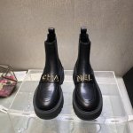 靴子 顶级品质 Chane*小香24B秋冬新品黑金字母乐福鞋～厚底松紧切尔西短靴原版定制黑金凸面立体五金扣 百搭有调性 超级好穿的一双厚底靴 ！ 鞋面：小牛皮