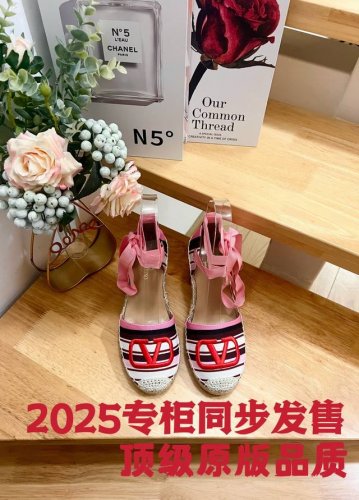 Valentino Garavani 华伦天奴 印花帆布新款坡跟渔夫鞋 - 绣Vlogo标志 - 帆布鞋 -跟高8.5 - 橡胶大底 - 意大利制造 -36-4