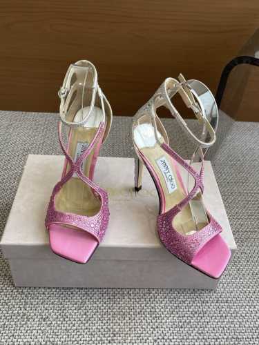 2025新配色 Jimmy Choo 摩登鞋履 街拍神器SAE水晶链高跟凉鞋 尖拖系列 幻彩拼色烫钻款 夺目彩虹婚鞋 整鞋采用施华洛世奇水晶烫钻 个性凉鞋系，9