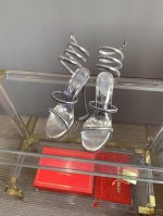 平底 高跟 Ren* Caovill*新款juniper系列欧系蛇形高跟凉鞋 华丽的金色以张扬方式迈入夏季 金属材质一点也不磨脚 极简的线条 水晶点缀增添优雅气