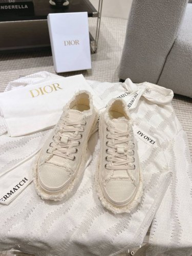 顶级 Dior迪奥D-Blaze Sneaker新款刺绣厚底乞丐流苏帆布板鞋！原版购入开发 做货 侧面展示金色调金属光泽线Christian Di*r Pari
