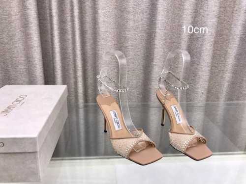Jimmy Choo 2024最新款网纱烫钻方头高跟凉鞋 鞋面采用网纱烫钻，羊皮内里垫脚，意大利真皮大底 跟高：8.5Cm 10Cm 码数：35～39 34、4