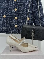厂价400 jimmy Choo｜周仰杰24S新 品一字带水钻高跟鞋 鞋面采用进口小牛漆皮 内里进口混种羊皮 意大利进口牛皮大底 跟高：6.5Cm/8.5Cm