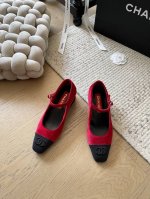 Chanel 25c早春新款玛丽珍粗跟系列！顶级版本！抢先发售通勤日常都可搭配~ 鞋面小羊皮 绒面 垫脚羊皮 真皮大底增高 3cm 码数：34-41 定制不退不
