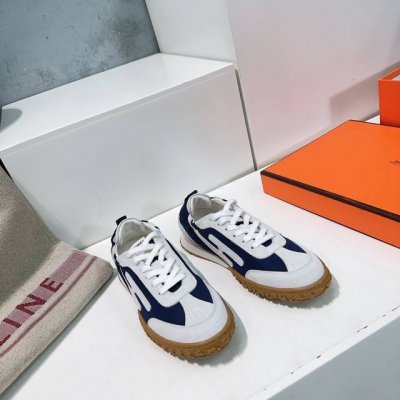 高品质出厂女 ！男 ！！情侣娟！顶级品质奇异果hermes爱马仕24Ss秋冬最新 走秀款 德训鞋平底休闲鞋！后跟松紧套包设计！超级舒适！ 原版购入开发 做货 走