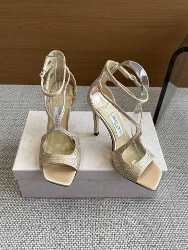 2025新配色 Jimmy Choo 摩登鞋履 街拍神器SAE水晶链高跟凉鞋 尖拖系列 幻彩拼色烫钻款 夺目彩虹婚鞋 整鞋采用施华洛世奇水晶烫钻 个性凉鞋系，9