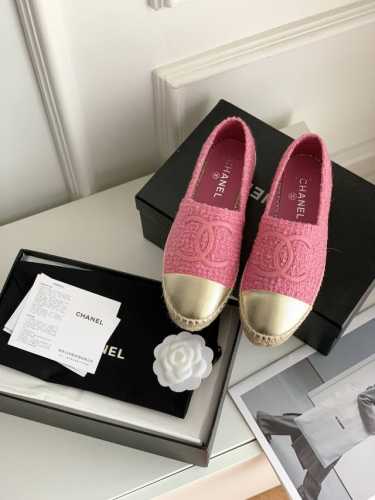 Chanelss新款麻绳底渔夫鞋 顶级版本 独家对版原版定制呢子，高密度不漏底，完整不断开无接缝丝绸羊皮内里，原版注胶半透明橡胶原色麻底，最新底花Logo！ S