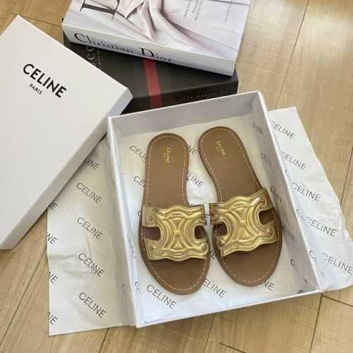 出厂：120 celine 赛琳2023专柜 顶级专柜 专柜上新 独家首发 赛琳·凯旋门 平底拖 明星同款 Ins纯净穿搭推荐 原版开模 代购版本 进口超迁皮