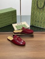 早秋新款gucci 最新漆皮酒红配色princetown系列乐福拖鞋 顶级品质 最高版慕勒鞋 面料：原版定制进口漆皮 内里／垫脚:羊皮里。 大底：原版意大利真皮