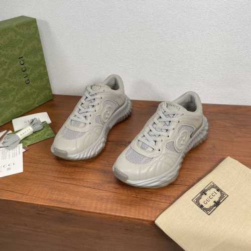 编码：Gucci 古驰 情侣款ripple系列运动鞋出货这款全新运动鞋采用轻质橡胶厚底设计，配以缝线皮革鞋面与透气网布，展现十足科技感 3D效果互扣式双g皮革贴