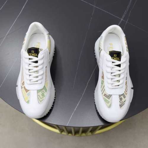 出厂价： 品牌：芬迪标准码：38-44 45订做 等级：官网同款 材料：原版透气面料 舒适透气内里 轻便耐磨大底款式类别：男士时尚休闲鞋 跑步 运动鞋 尊贵奢侈