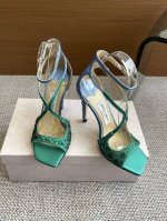 2025新配色 Jimmy Choo 摩登鞋履 街拍神器SAE水晶链高跟凉鞋 尖拖系列 幻彩拼色烫钻款 夺目彩虹婚鞋 整鞋采用施华洛世奇水晶烫钻 个性凉鞋系，9