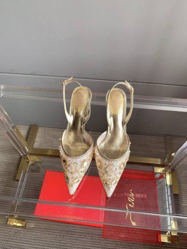出厂价 Ren* Caovill*重工水晶宝石系列 Bling Bling精致逼人 堪称工艺品 面料进口高密度网纱 手工缝制珠片水钻 垫脚羊皮 意大利真皮大底