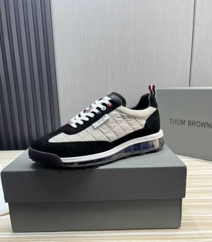 工厂价 Thom browne.TB汤姆.男士官网最新爆款热卖原版1:1出货常年有货男士时尚潮牌休闲板鞋牛皮拼电绣面料+牛皮内里＋定制原版气垫大底Size:38