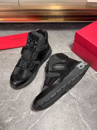 ferragamo 菲拉格慕 。官网新品冬季中帮休闲鞋 更新高品质休闲鞋进口头层小牛皮配官网透气防水布，舒适透气，牛皮内里 配码:39~44 38 45订做不退