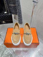 代购级 情侣款 男10 Hermes 爱马仕 H家 Game Kelly扣厚底乐福鞋 小牛皮乐福鞋风格免系带休闲运动鞋，搭配功能性镀钯Kelly鞋扣。 原版定制