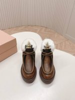 出绒面 皮面 Miumiu 新厚底羊毛高帮鞋乐福鞋 擦色 复古风 超级耐看 耐穿 瘦腿神器 简约大气 矮子乐 经典三角扣加齿牙厚底 经典时尚不过时，5.5Cm