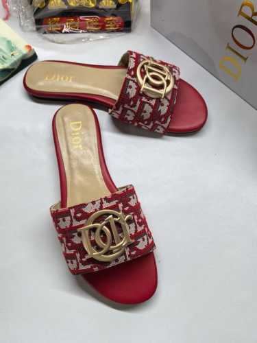2024专柜（Dior）迪奥新款女士平底拖鞋. 时尚新颖.简约大气而不失雅致.[玫瑰][玫瑰][玫瑰]原版1：1开发，材质与原版一致。颜色.黑色 红色 棕色 蓝