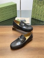 男款 2024秋冬古奇gucci，男士双g G经典马衔扣单鞋 新款乐福鞋 男士便鞋 顶级精品好货一比一 尺码：38-45码 38 45定做 不退换 面料：进口顶
